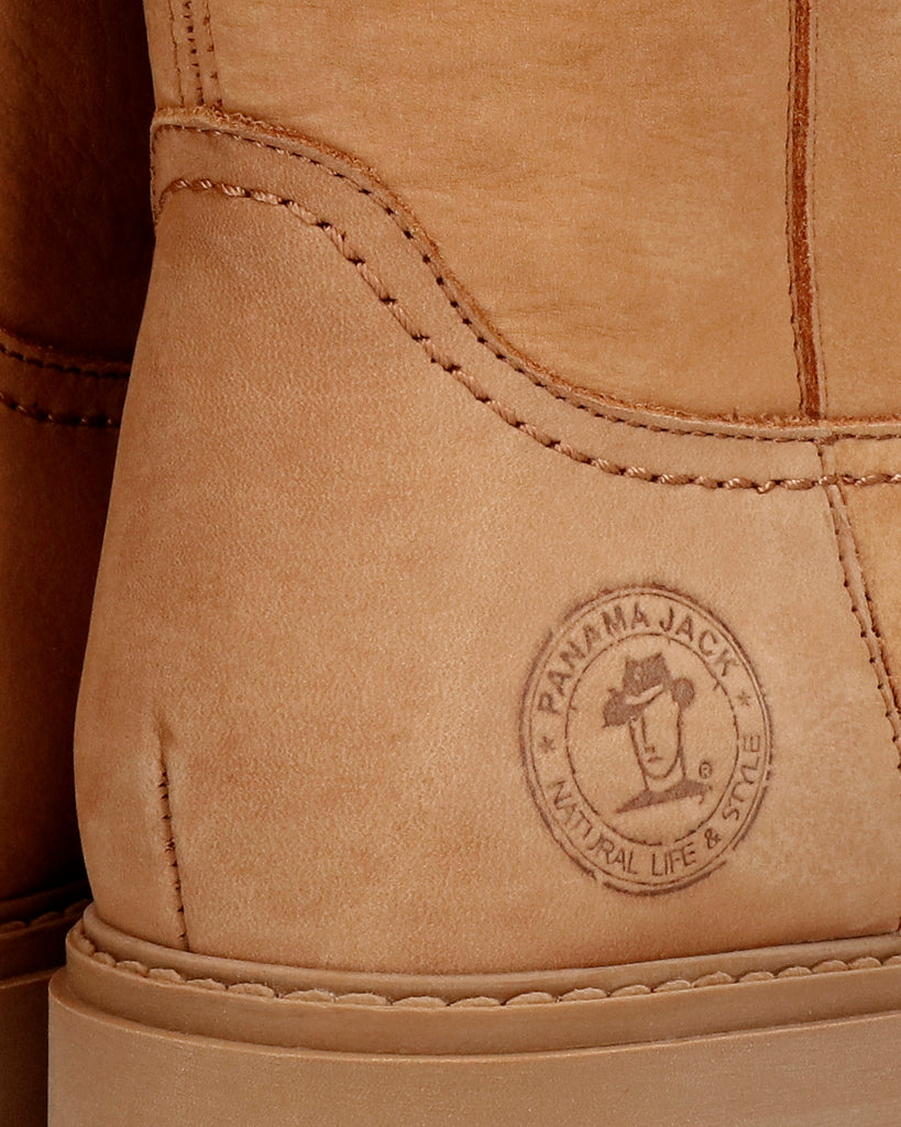 Bambina botas de piel con forro interior de pelo. camel