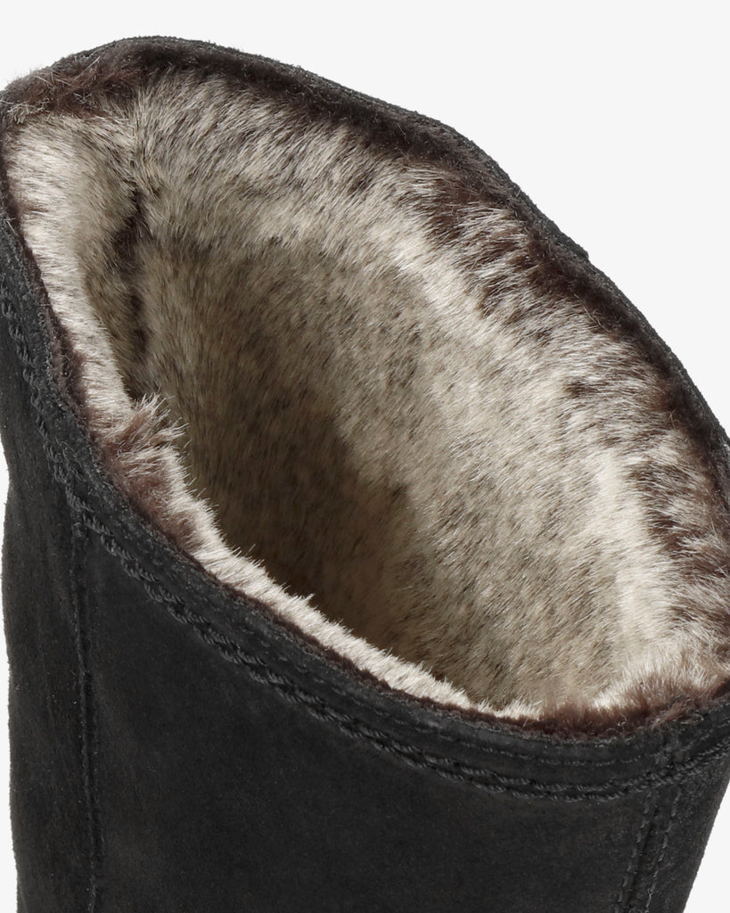 Bambina botas de piel con forro interior de pelo. negro