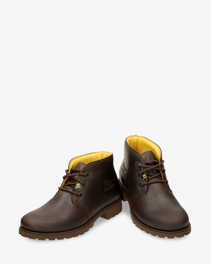 Bota Panama botines de piel con forro interior de piel. marron