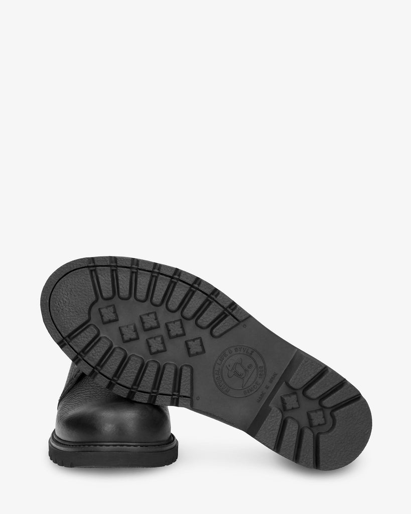 Bota Panama Tor botín de piel con forro interior de pelo. negro