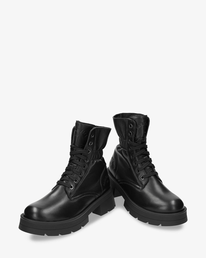 Clementine botas de piel con forro interior de piel. negro