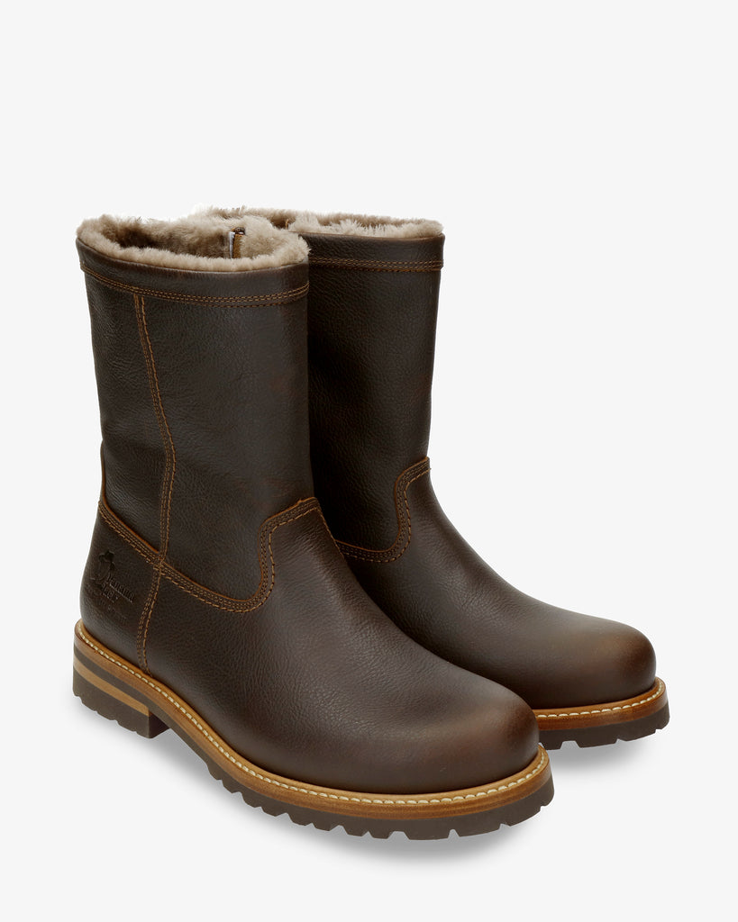 Fedro Igloo botas de piel con forro interior de pelo natural. castaño