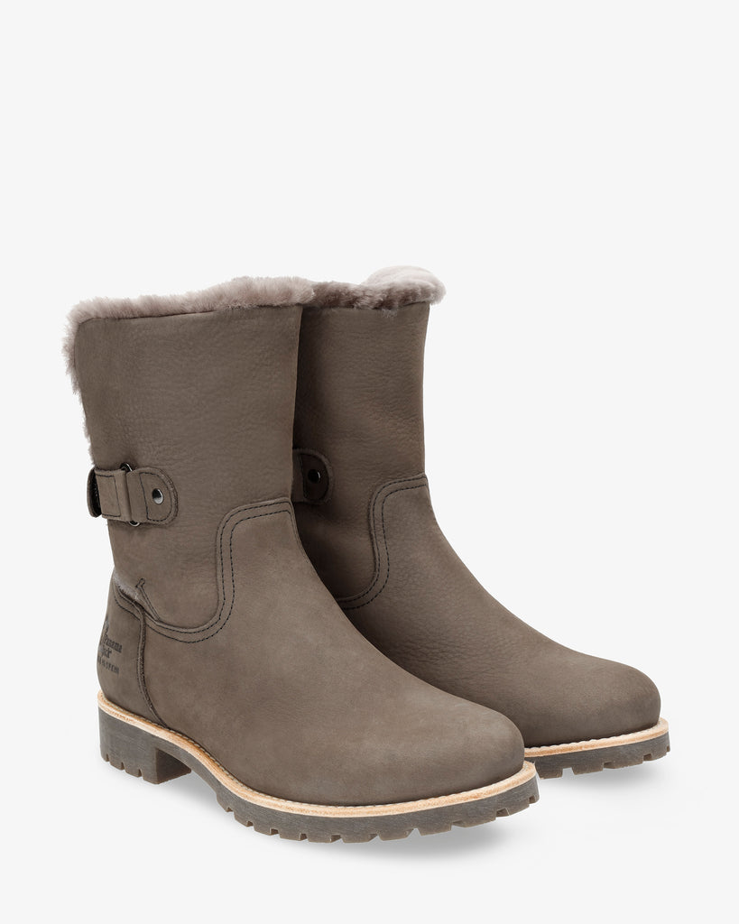 Felia Igloo botas de piel con forro interior de pelo natural. gris