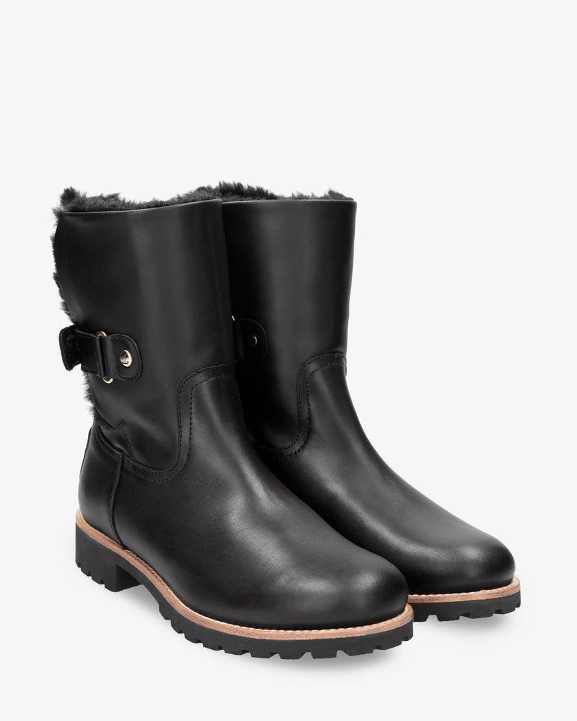 Felia Trav botas de piel con forro interior de pelo. negro