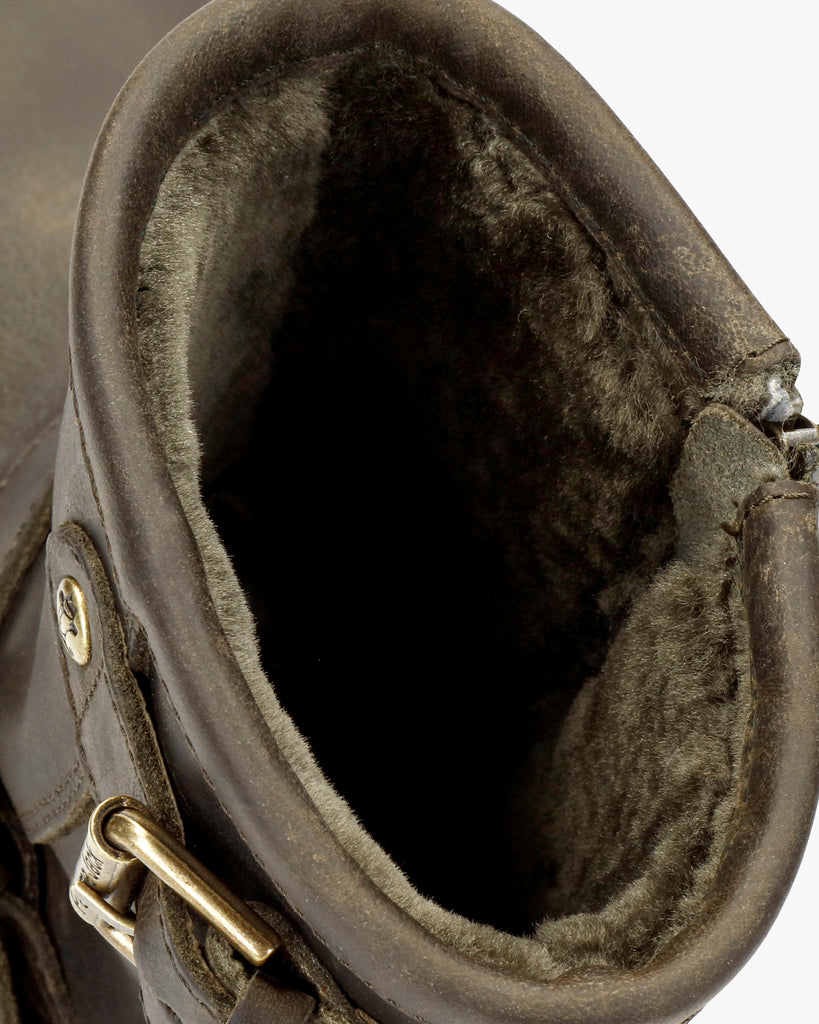 Felina Igloo botas de piel con forro interior de pelo natural. kaki