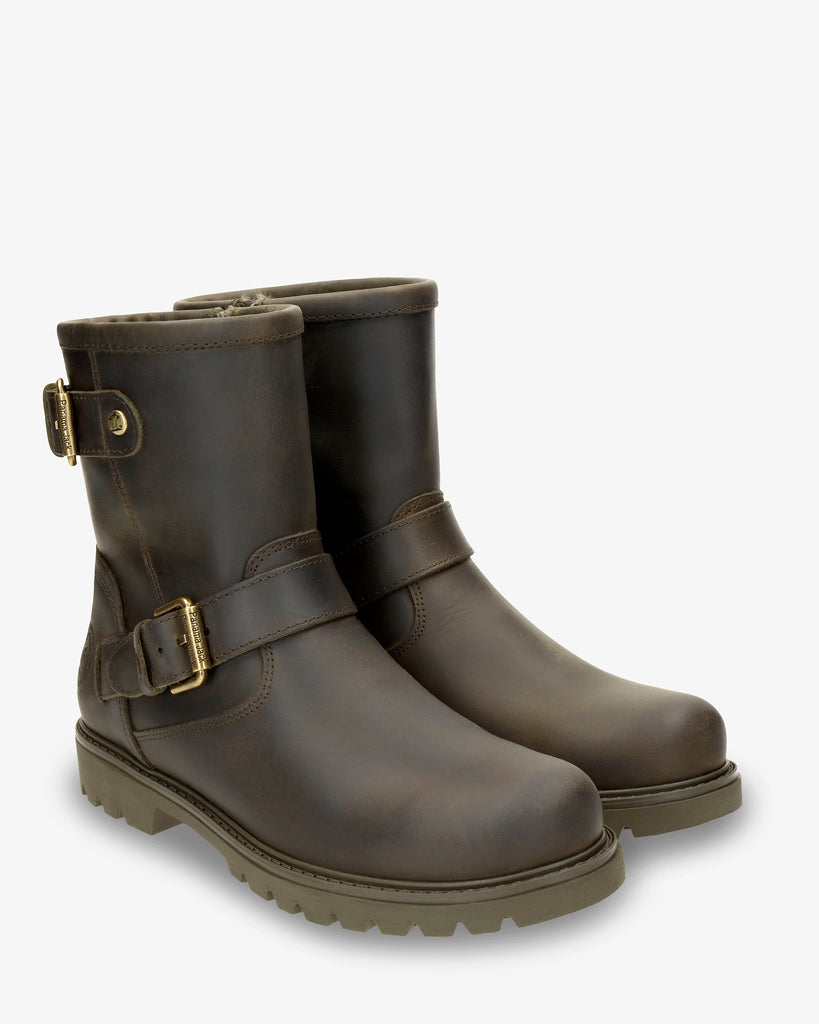 Felina Igloo botas de piel con forro interior de pelo natural. kaki