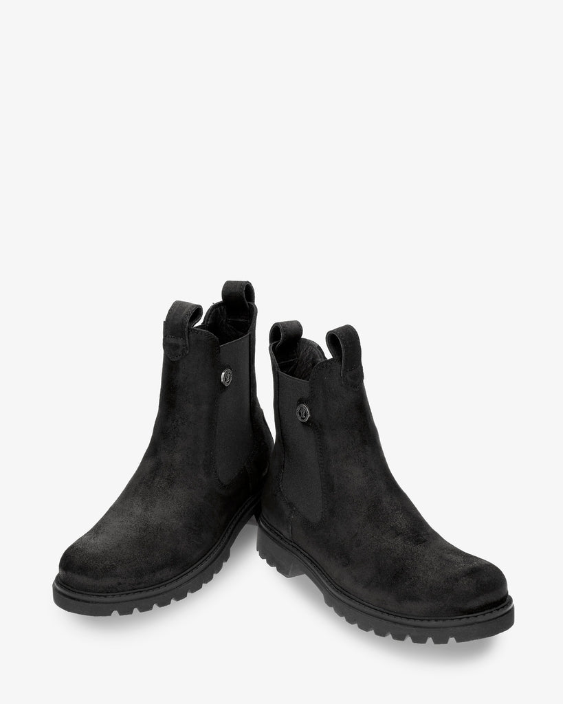 Francesca botas de piel con forro interior de piel. negro