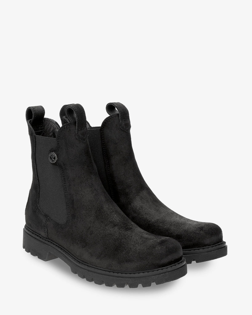 Francesca botas de piel con forro interior de piel. negro