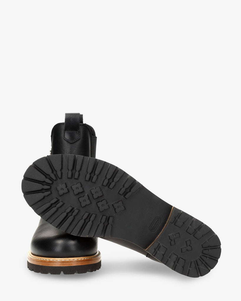 Francesca Igloo botines de piel con forro interior de pelo natural. negro