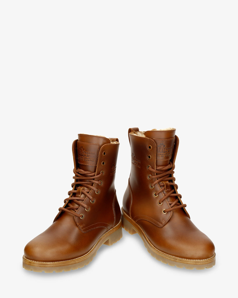 Frisia botas de piel con forro interior de pelo. camel