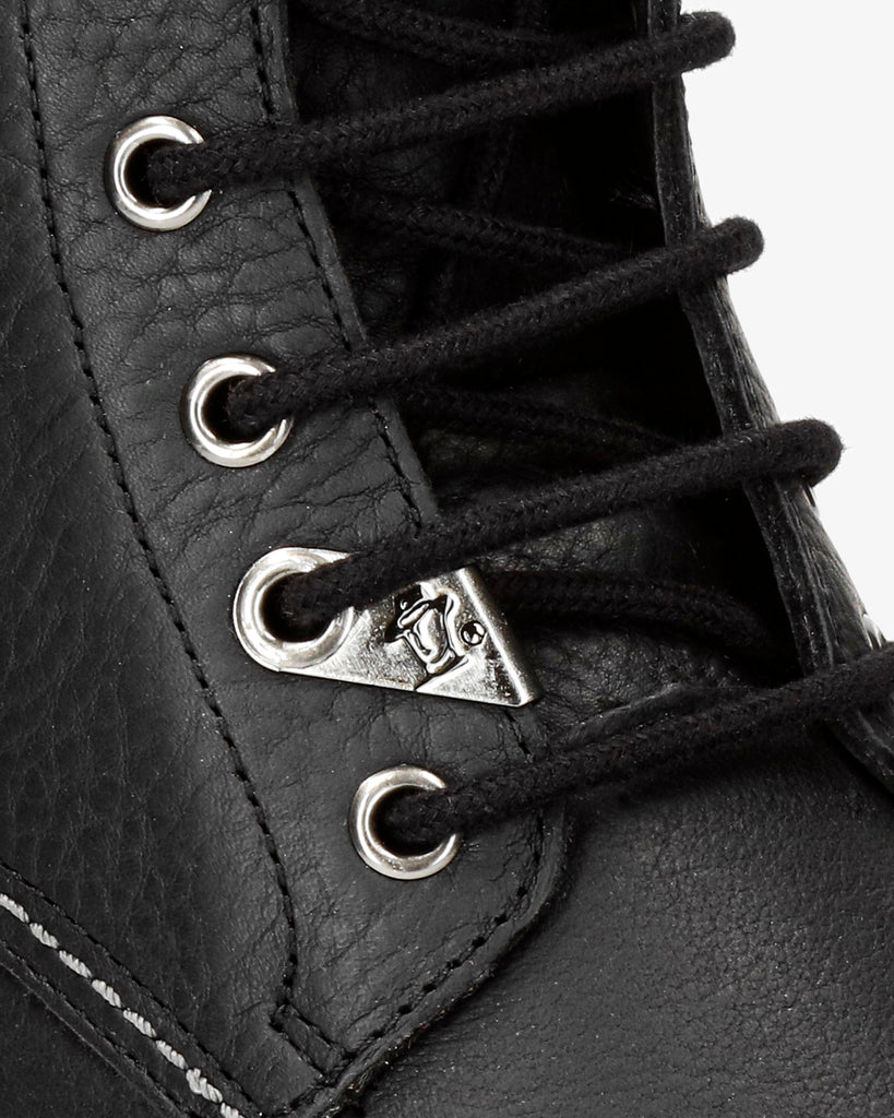 German Igloo botín de piel con forro interior de pelo natural. negro