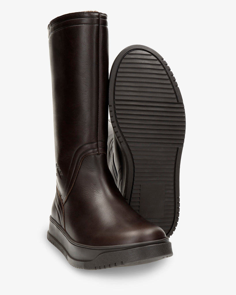 Gisell botas de piel con forro interior de pelo. marron