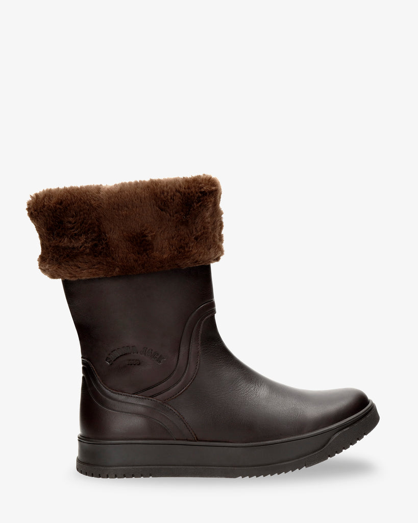 Gisell botas de piel con forro interior de pelo. marron