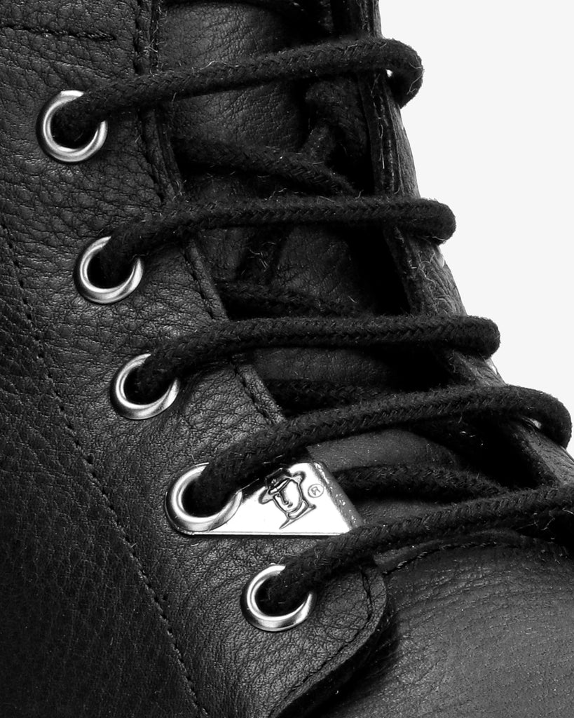 Glasgow Igloo botines de piel con forro interior de pelo natural. negro