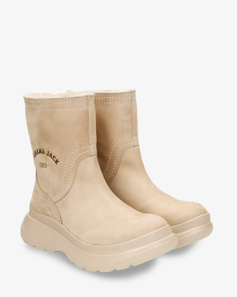 Hebe botas de piel con forro interior de pelo. crudo