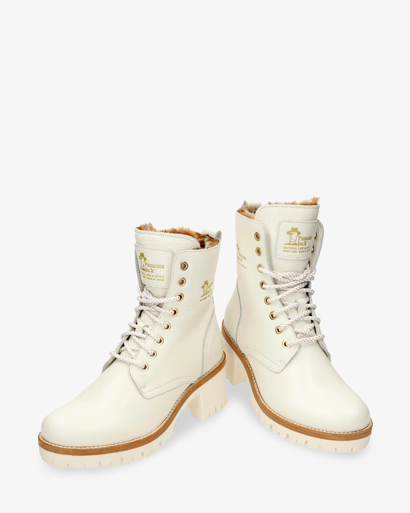 Padma botas de piel con forro interior de pelo. blanco