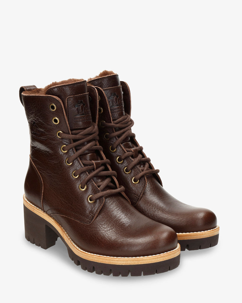 Padma botas de piel con forro interior de pelo. marron