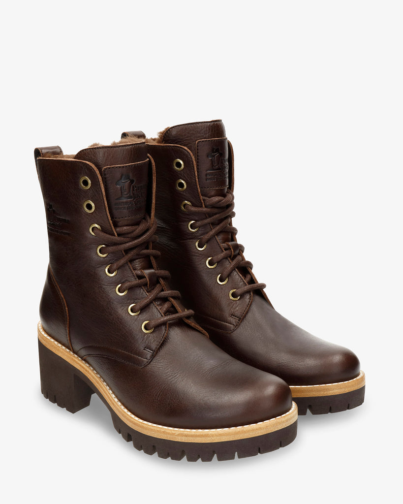 Padma botas de piel con forro interior de pelo. marron