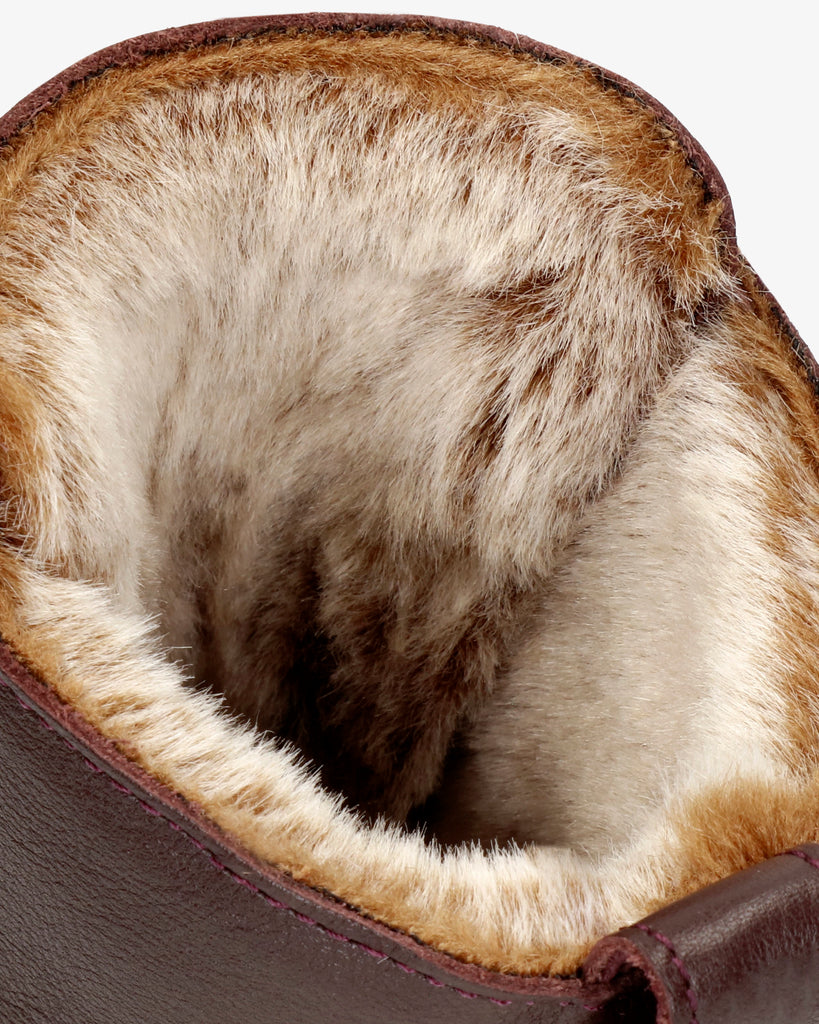 Padma botas de piel con forro interior de pelo. burdeos