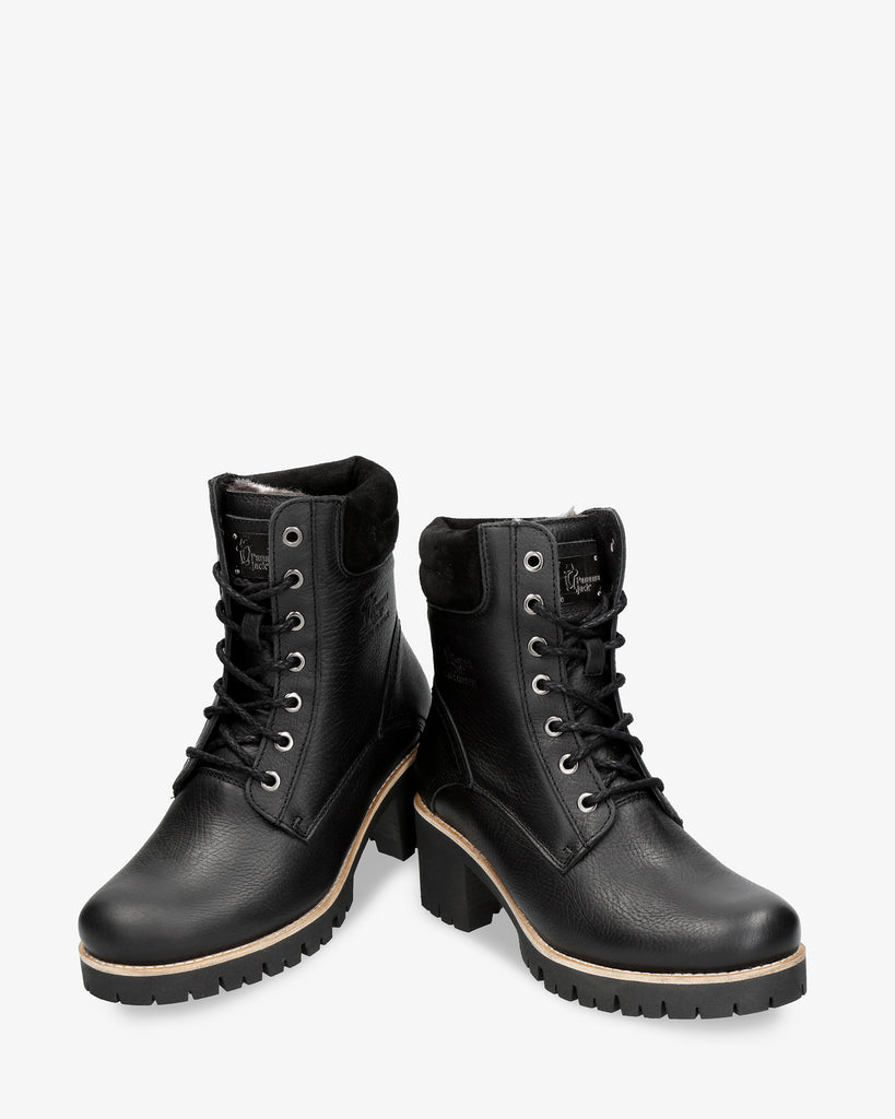 Phoebe botas de piel con forro interior de pelo. negro