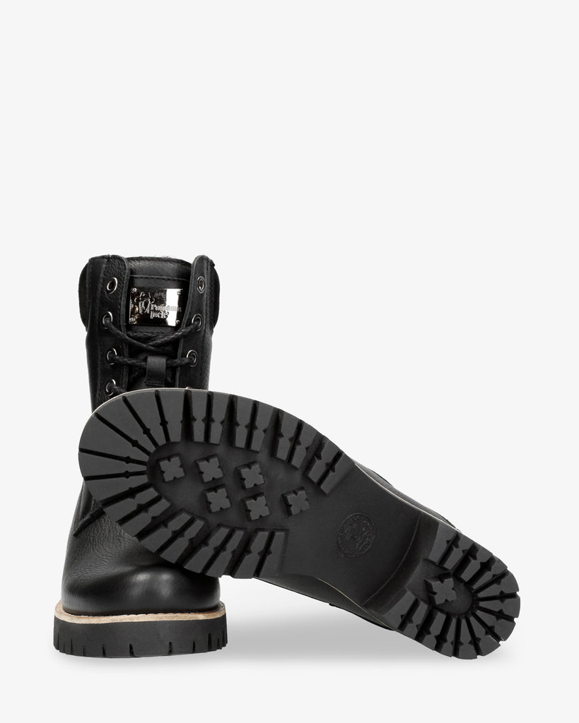 Phoebe botas de piel con forro interior de pelo. negro