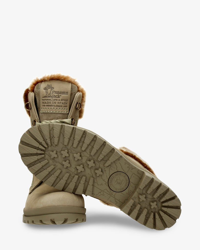 Tuscani botas de piel con forro interior de pelo. kaki