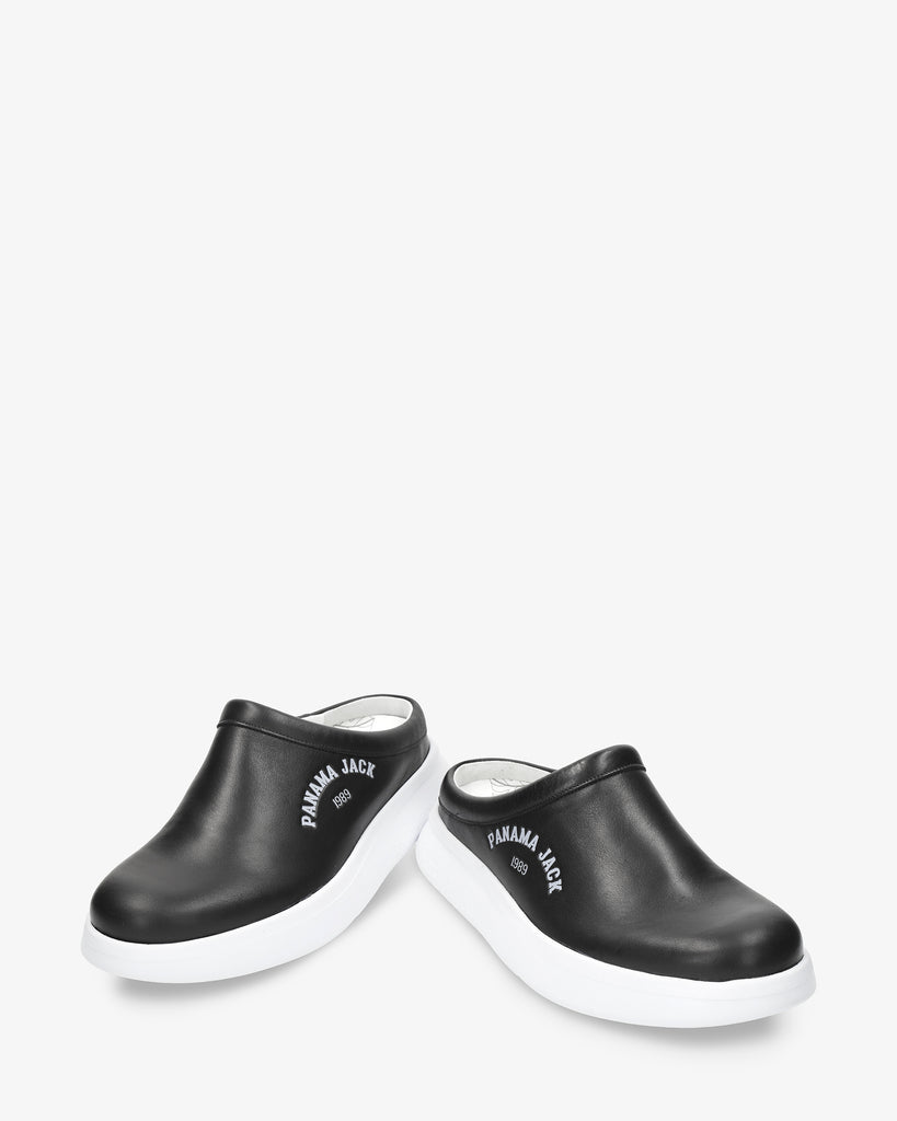 Yeray zueco de piel con forro interior de piel. negro